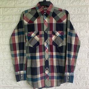 Vintage Wrangler Plaid Pearl Snap Western Shirt